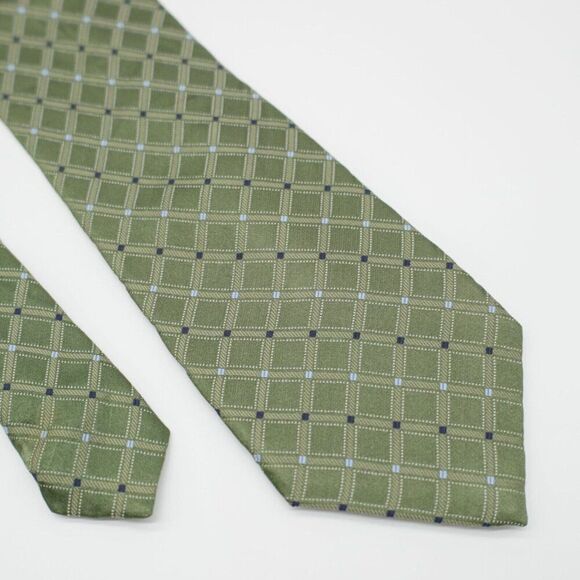 Nautica Green Woven Check Silk Tie‎ - Picture 1 of 7